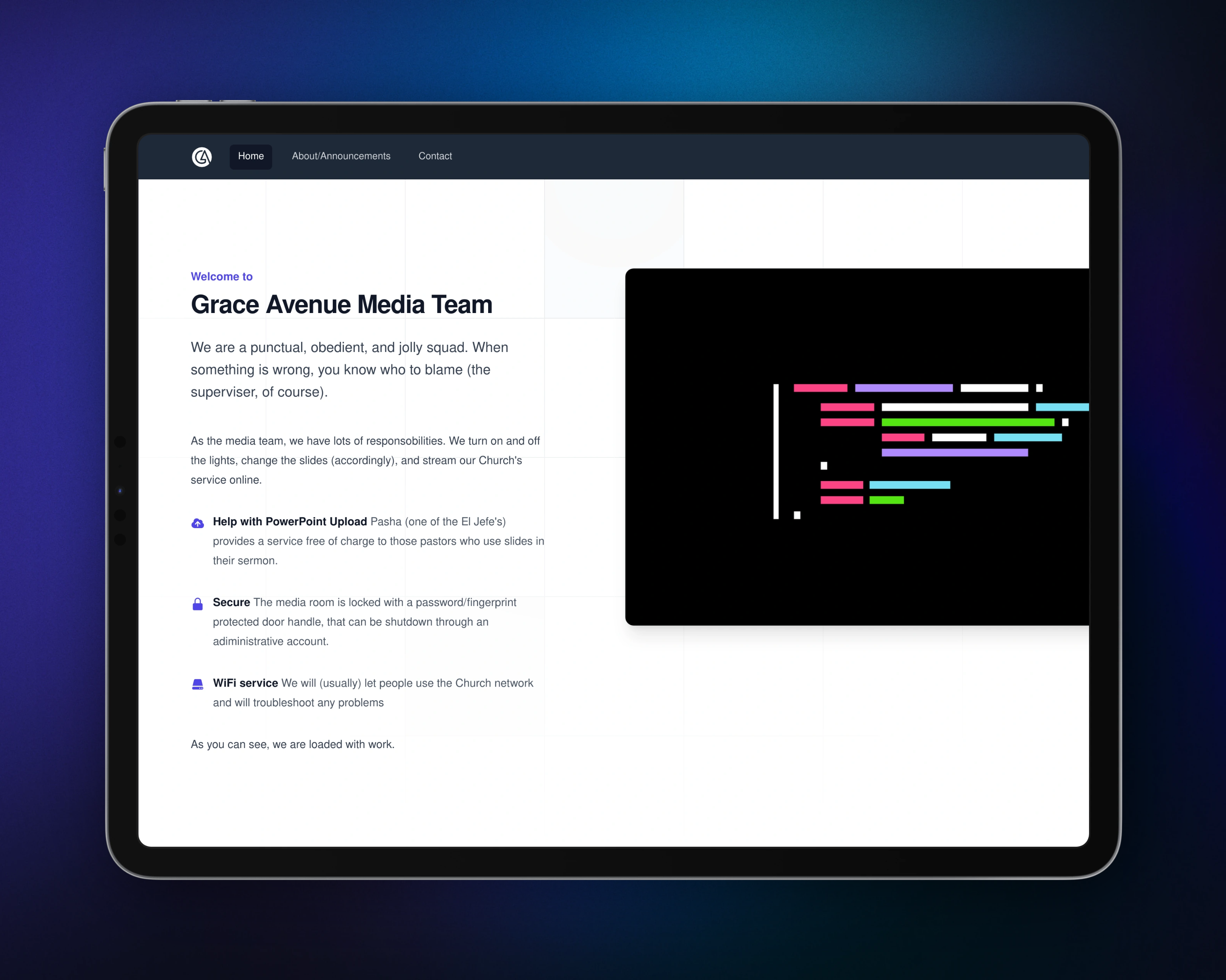Media Team Website